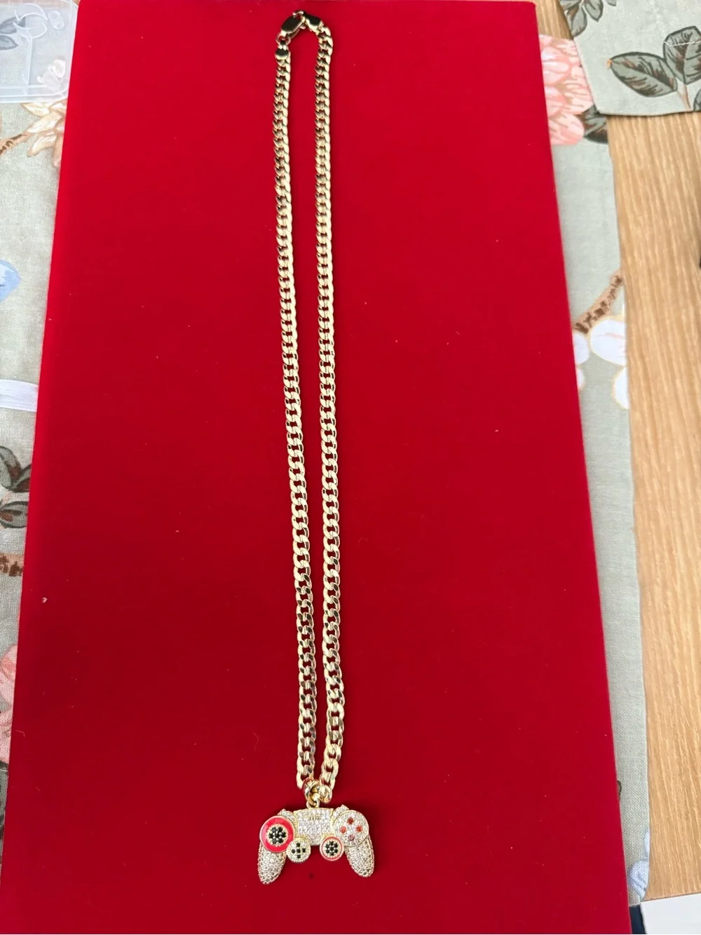 23 Inch 5mm Cuban Link Necklace with PlayStation Controller Pendant 18k dipped